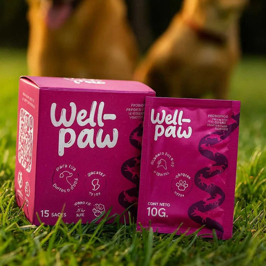 Well-Paw Probiótico para Perros y Gatos - 15 Sachets para Salud Intestinal y Digestión