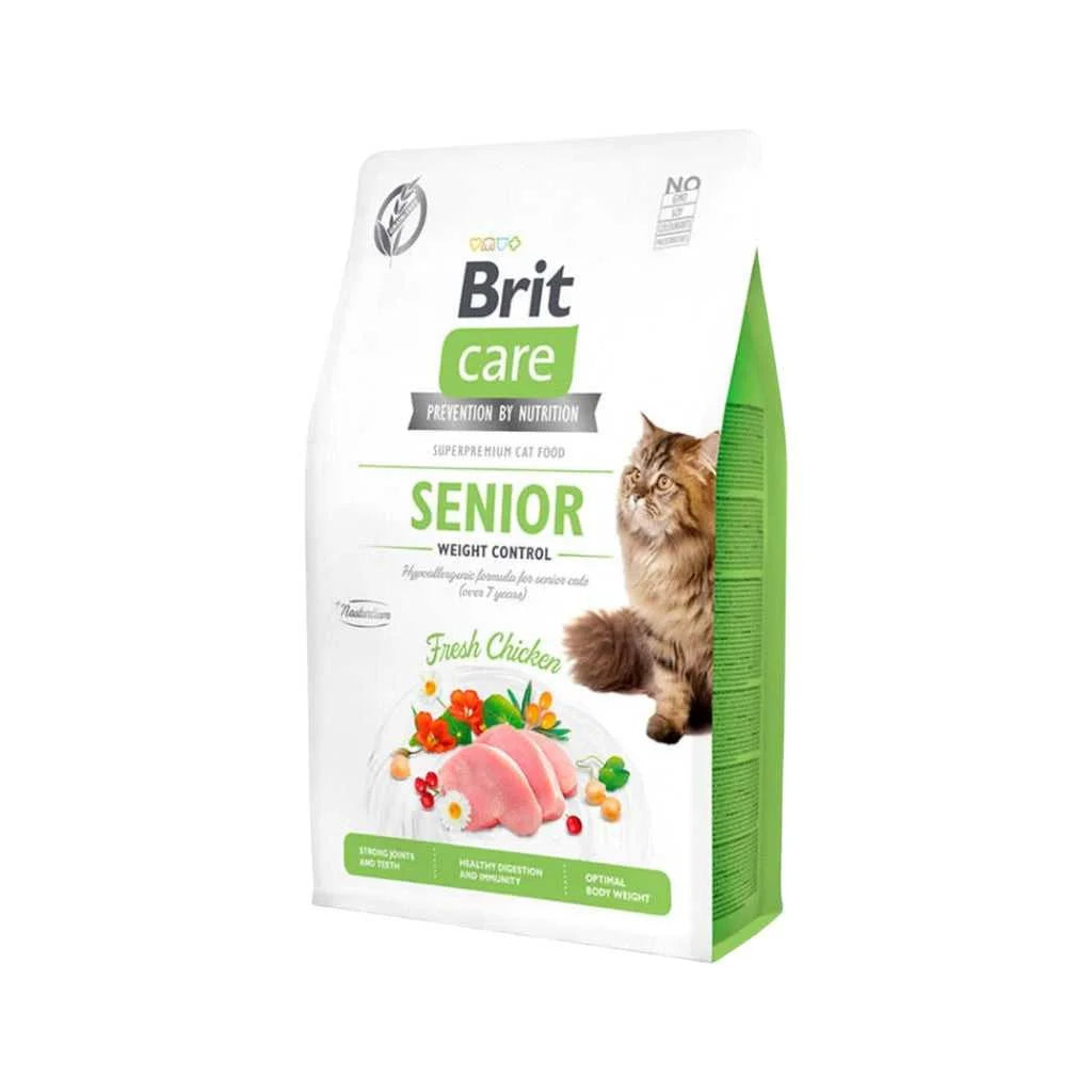 Brit Care Cat Senior Weight Control para Gatos de Avanzada Edad [+7 años]  2kg y 7kg – Control de Peso y Soporte Articular con Taurina para Corazón y Visión