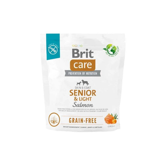 Brit Care Grain Free Senior & Light Salmón para Perros Senior (7+ años) y con Tendencia al Sobrepeso 3kg/12kg – Control de Peso, Soporte Articular y Piel Saludable con Omega 3