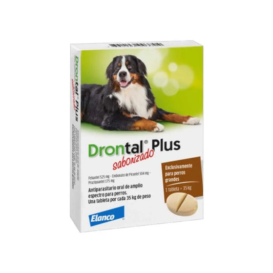 Elanco Drontal Plus Desparasitante de Amplio Espectro para Perros hasta 35 kg 1 Tableta – Fácil Administración Saborizada, Amplio Espectro contra Nemátodos, Céstodos y Protozoarios Internos