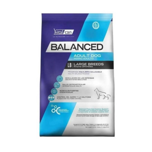 VitalCan Balanced Adulto para Perros de Raza Grande (+25kg), 15kg – Con Glucosamina y Hexametafosfato: Salud Articular, Control de Sarro y Músculos Fuertes con Proteína Premium