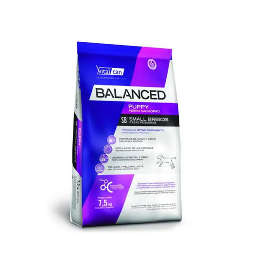 VitalCan Balanced Puppy para Perros Cachorros de Raza Pequeña (2-12 meses) 3kg y 7.5kg – Desarrollo Óseo con Calcio/Fósforo, Defensas con Vitamina C y Proteínas de Leche y Huevo