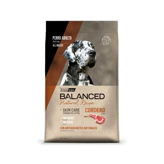 VitalCan Balanced Natural Recipe Cordero para Perros de Todas las Razas, 3kg y 15kg – Monoproteico para Alergias, Piel Sana con Omega 3 y Digestión Sensible con Prebióticos
