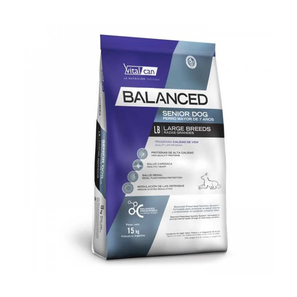 VitalCan Balanced Senior para Perros de Raza Grande (7+ años), 15kg – Salud Renal con Bajo Fósforo, Articulaciones con Glucosamina y Cardíaca con Taurina