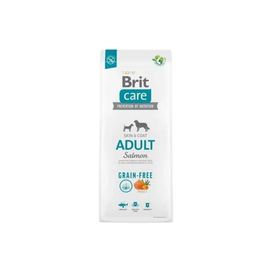Brit Care Salmón Libre de Granos para Perros Adultos de Raza Pequeña/Mediana (1-25 kg) 3kg y 12kg – Alto Nivel de Energía, Digestibilidad Superior y Nutrición con Salmón sin Granos