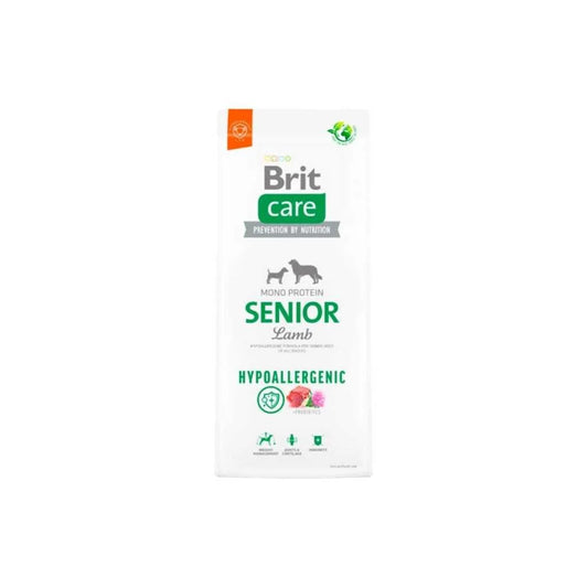 Brit Care Cordero Hipoalergénico para Perros Senior (+7 años) de Todas las Razas, 3kg y 12kg – Digestión Sensible con Probióticos, Sistema Inmunológico Fuerte y Antioxidantes Naturales