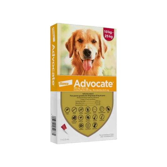 Elanco Advocate Pipeta Antiparasitaria Interna y Externa para Perros 10 a 25 kg, 2.5 ml – Elimina Pulgas, Ácaros, Sarna y Parásitos Internos con Protección Integral