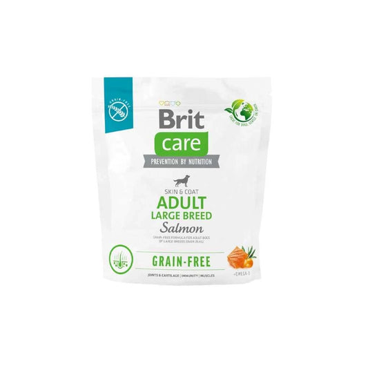 Brit Care Grain Free Salmón, libre de granos salmón, para Perros Adultos de Raza Grande (25+ kg) 3kg/12kg – Soporte Articular con Condroprotectores, Piel Saludable y Mantenimiento de Peso Ideal