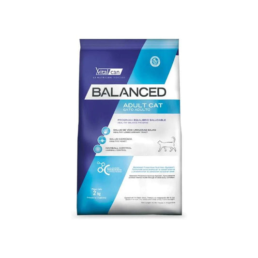 VitalCan Balanced Adulto para Gatos (1-7 años) 2kg y 7.5kg – Salud Urinaria con pH Controlado, Cardíaca con Taurina y Control de Bolas de Pelo con Celulosa