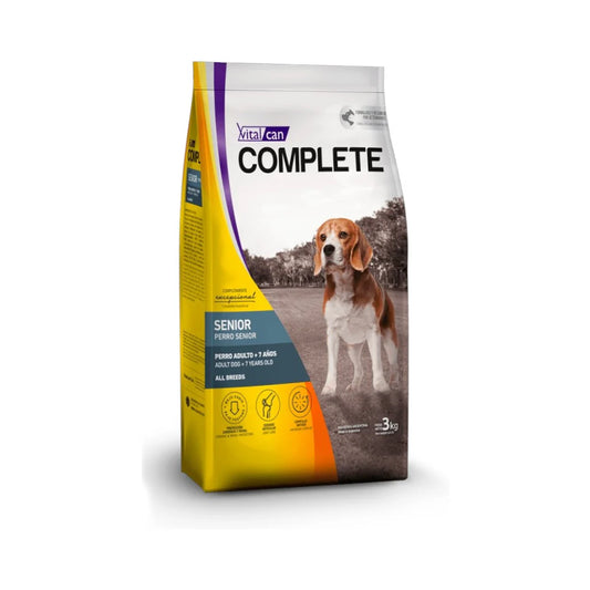 VitalCan Complete Senior para Perros Mayores (7+ años) de Raza Mediana/Grande, 3kg/20kg – Protección Cardíaca y Renal con Bajo Fósforo, Articulaciones con Glucosamina y Complejo Antienvejecimiento