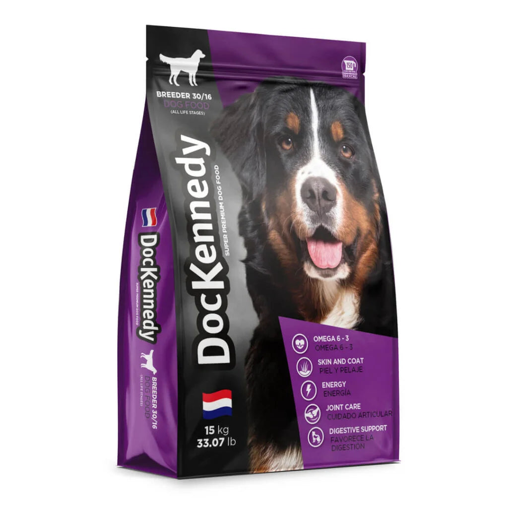Doc Kennedy Criador 30/16 para Perros Adultos de Todas las Razas y Activos, 15kg – Formula con 30% Proteína y Pollo Deshidratado, Alta Digestibilidad para Perros Activos y Libre de Subproductos Artificiales