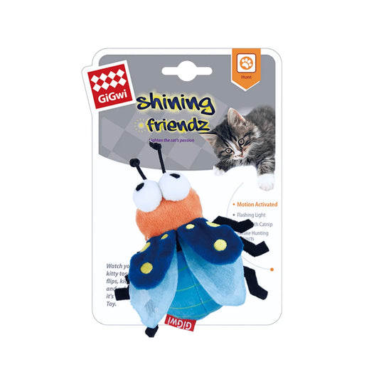 GiGwi Shinning Friends Juguete para Gatos – Luces con Movimiento y Hierba Gatera para Entretenimiento Felino.