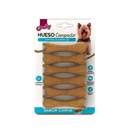 Goofy Hueso Compacto Snack Dental para Perros de Raza pequeña y Mediana, 6 Unidades – Control de Sarro y Placa, Libre de Cuero Crudo