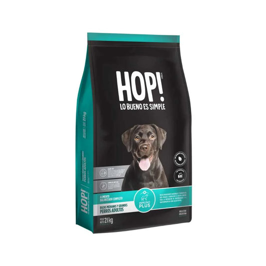 Vitalcan HOP! para Perros Adultos de Razas Medianas y Grandes, 21kg – Complejo Antiage con Vitaminas, Omega 3/6 para Piel y Pelo, y Salud Muscular con Proteína de Calidad