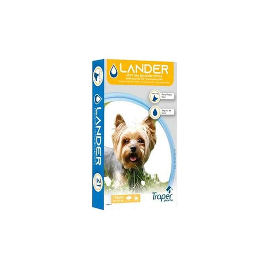Traper Lander Pipeta Anti Pulgas y Garrapatas para Perros de Razas Pequeñas (hasta 4kg), 0,4 ml – Control de Pulgas y Garrapatas con Aplicación Cada 21 Días, Segura en Gestación y Lactancia