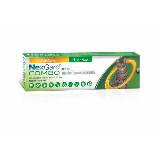 Nexgard Combo Antiparasitario Interno y Externo para Gatos 2.5 a 7.5kg 0.9ml – Protección Integral contra Parásitos y Seguro en Gestación/Lactancia