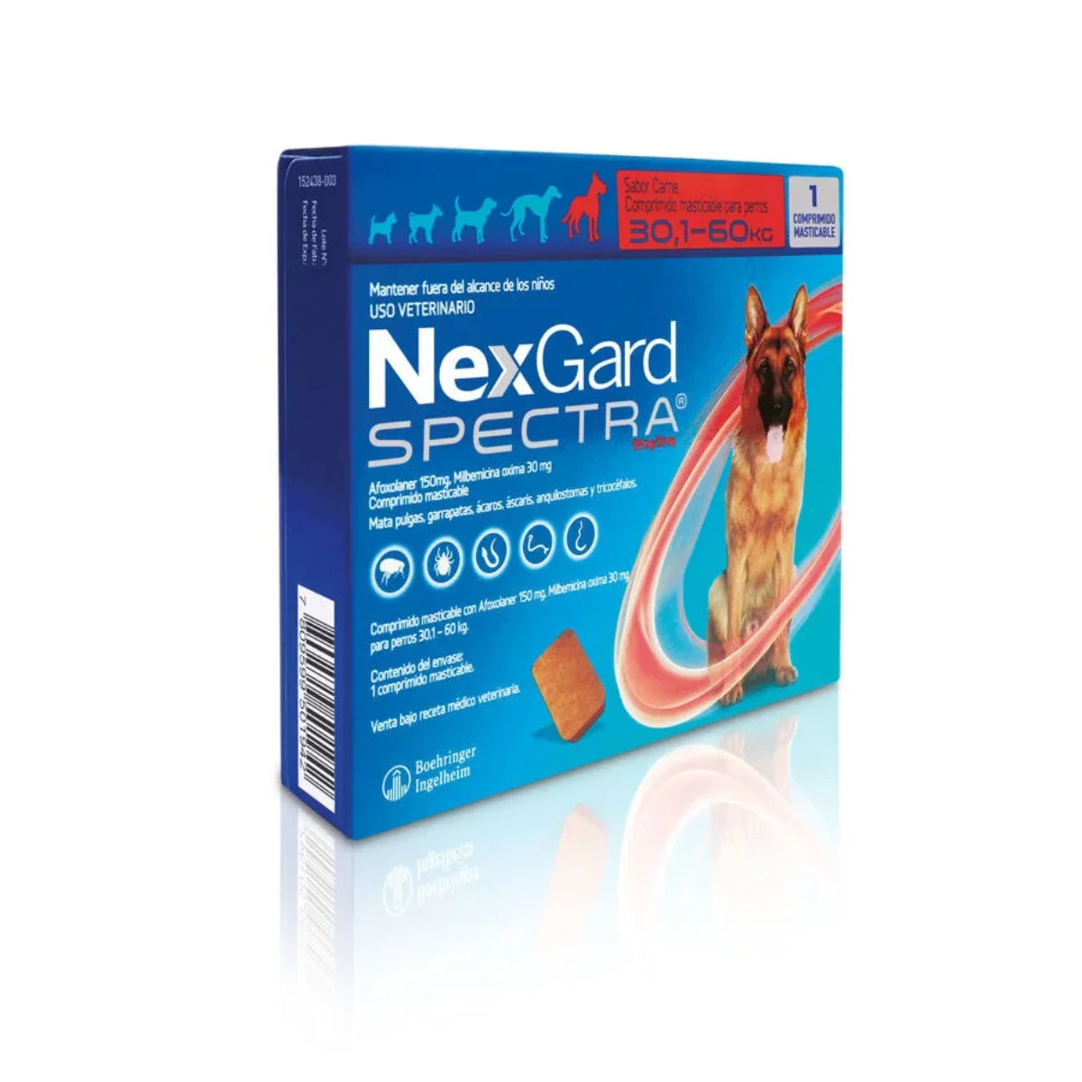 Nexgard Spectra Antiparasitario Interno y Externo para Perros de 30 a 60 kg, 1 Comprimido – Protección Integral contra Pulgas, Garrapatas y Parásitos Internos.