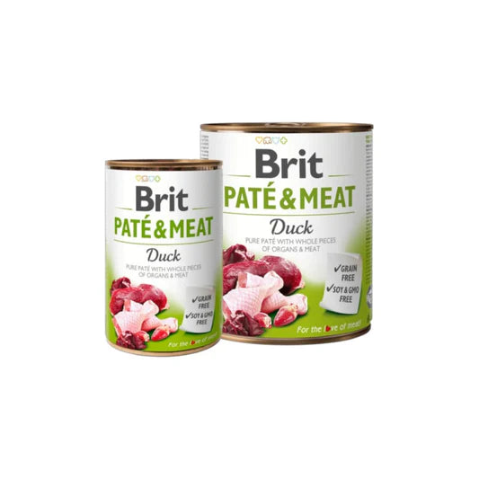 Brit Pate & Meat Alimento Húmedo de Pato y Paté para Perros Adultos 400g 400g – Nutrición Completa, Grain Free, Soja Free