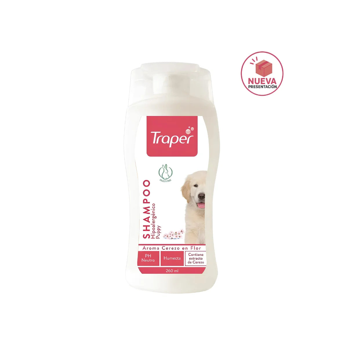 Shampoo hipoalergénico cachorro - aroma cerezo en flor: Fórmula neutra e hipoalergénica: Perfecto para pieles delicadas y sensibles, minimizando el riesgo de alergias e irritaciones, lo que lo convierte en una opción segura incluso para cachorros con tendencia a sensibilidades cutáneas.