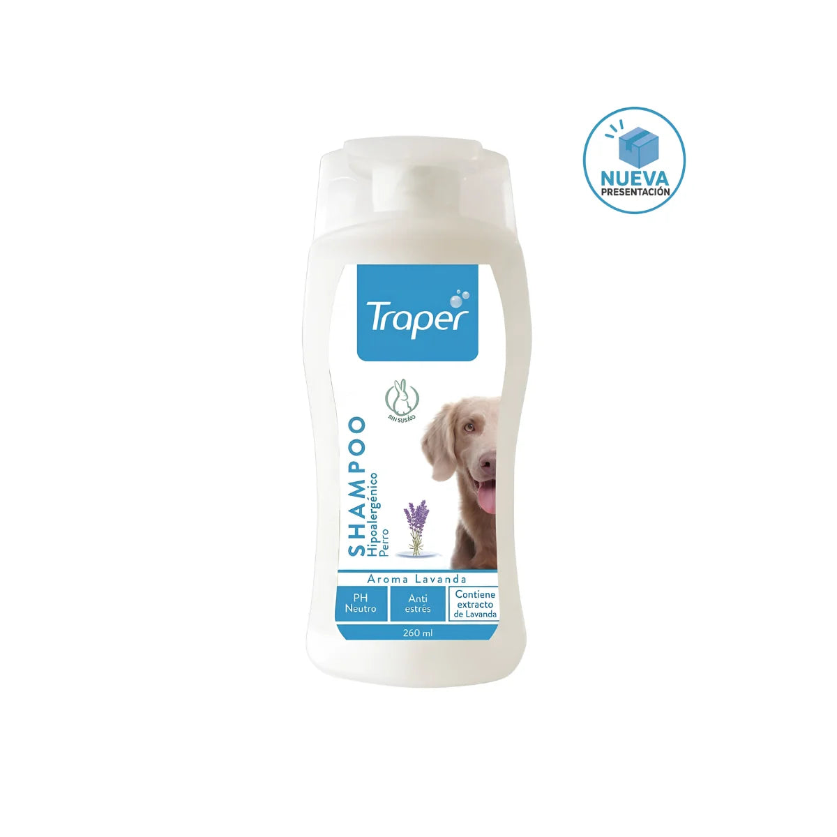 Shampoo hipoalergénico perro adulto - lavanda: Fórmula suave, libre de colorantes y agentes irritantes, está especialmente diseñada para perros y gatos con piel delicada o propensos a alergias. La lavanda aporta un aroma relajante y propiedades calmantes que ayudan a reducir la picazón y la irritación cutánea.