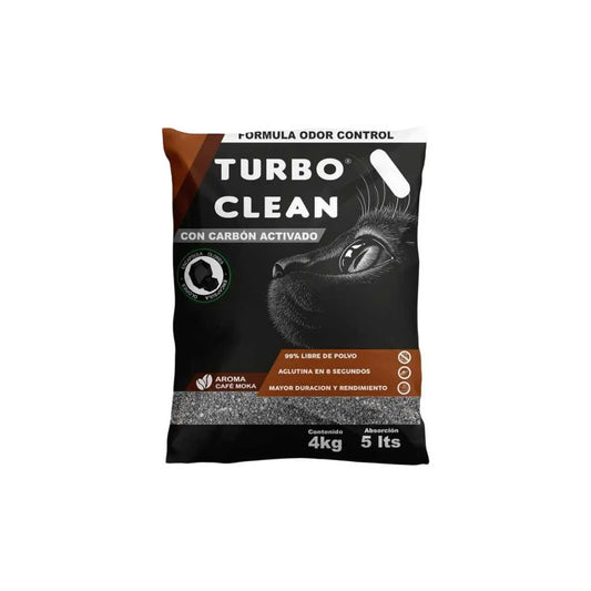 Turbo Clean Arena Sanitaria Aglutinante para Gatos Aroma Café Moka 4 kg y 20 kg