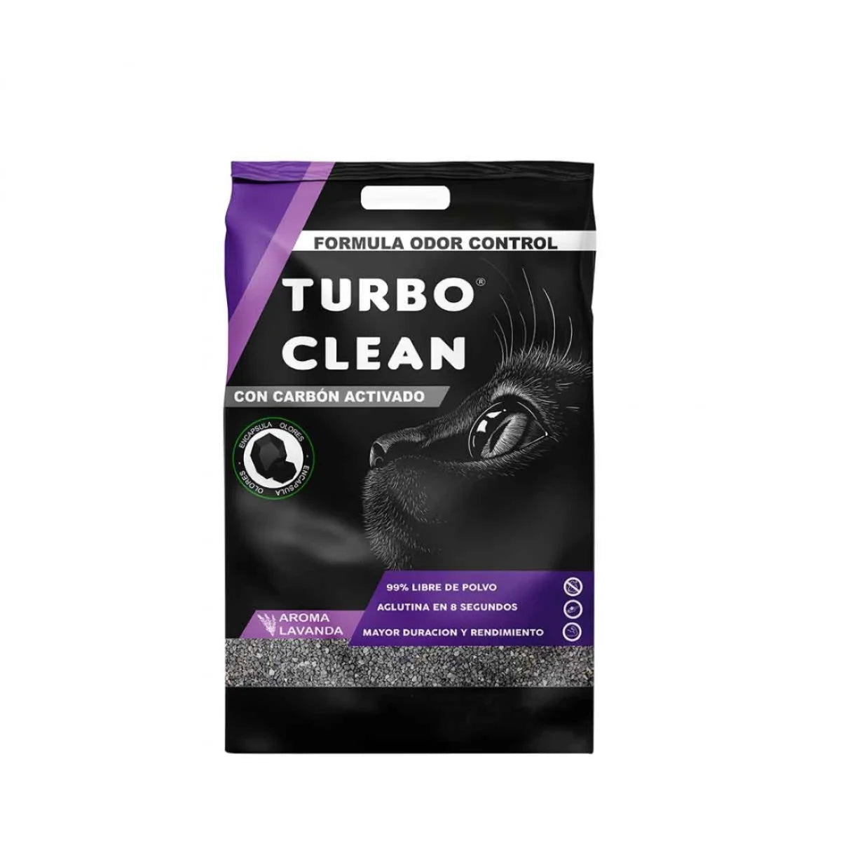 Turbo Clean Arena Aglomerante de Lavanda para Gatos 10 kg – Fórmula con Bentonita Natural sin Tóxicos.
