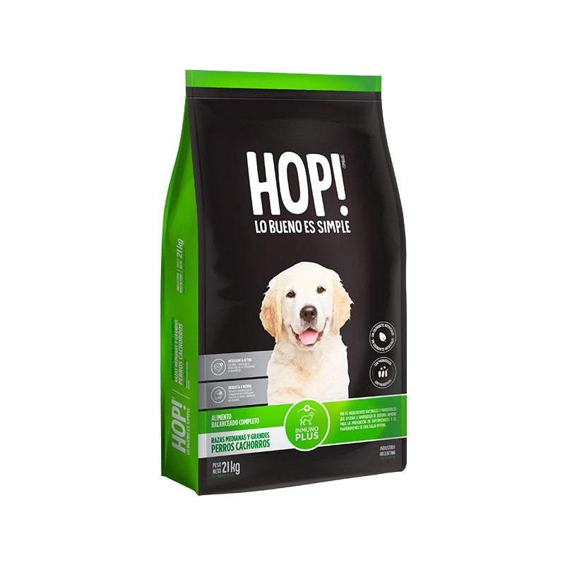 Vitalcan HOP! Alimento para Perros Cachorros Razas Medianas y Grandes 21 kg – Nutrición Completa para Crecimiento y Desarrollo Saludable.